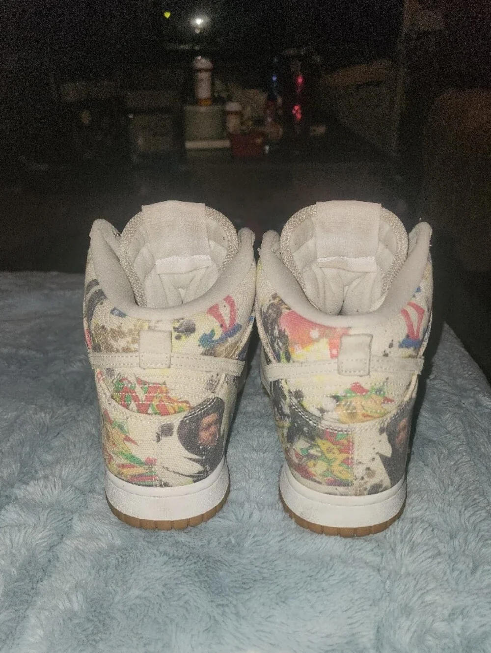 Supreme Beige Floral-Print Mid-Top Sneakers